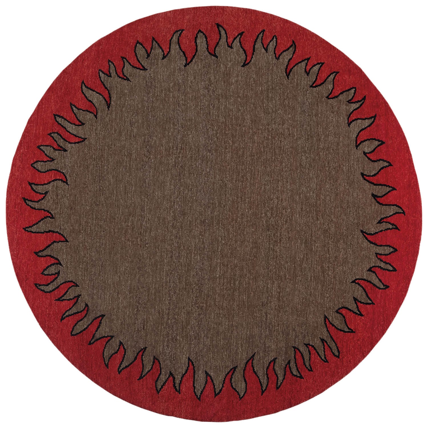 round rug with red border