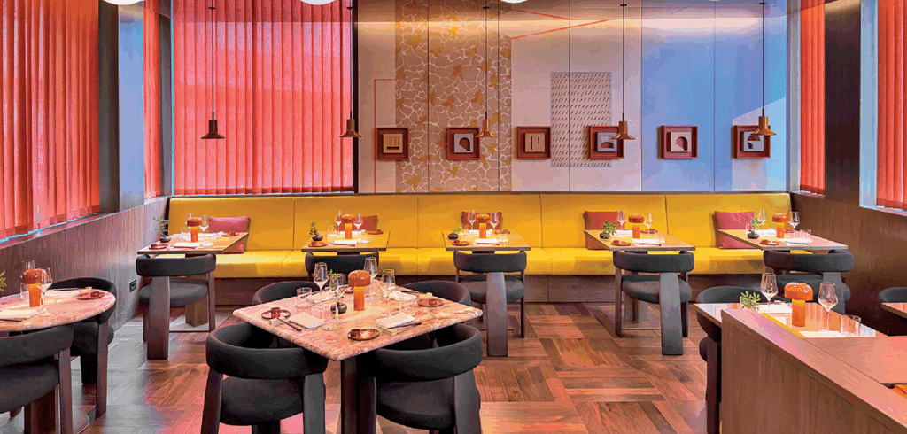 a restaurant with tables and chairs