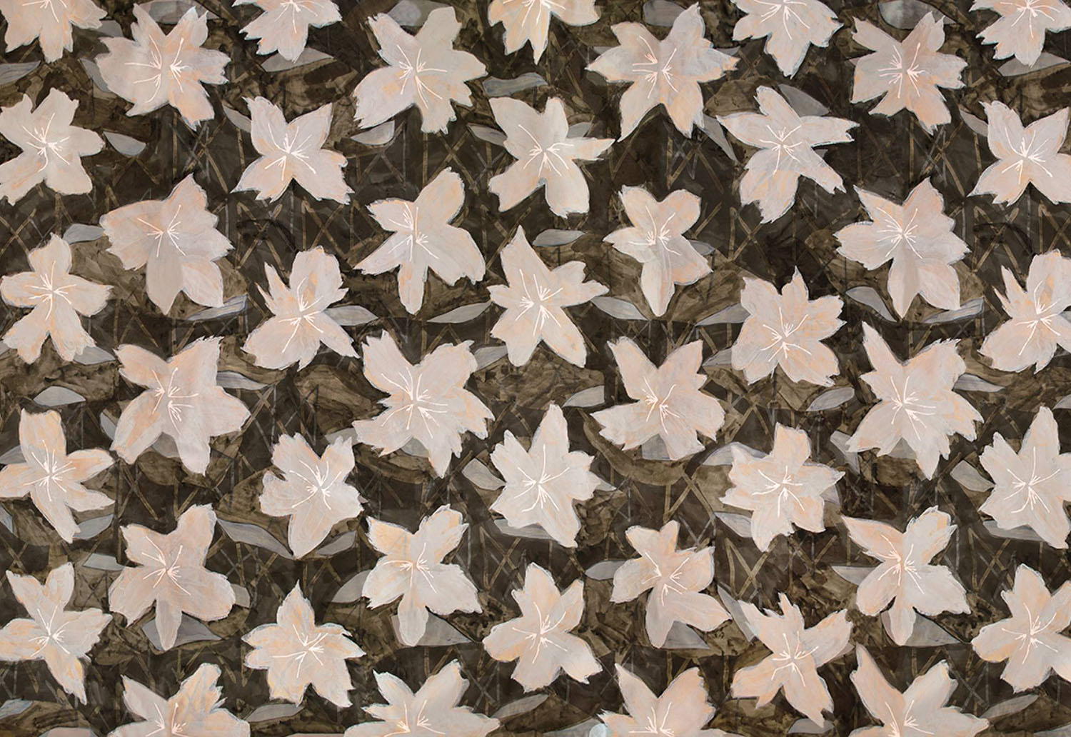 A bunch of white flowers on a black background.