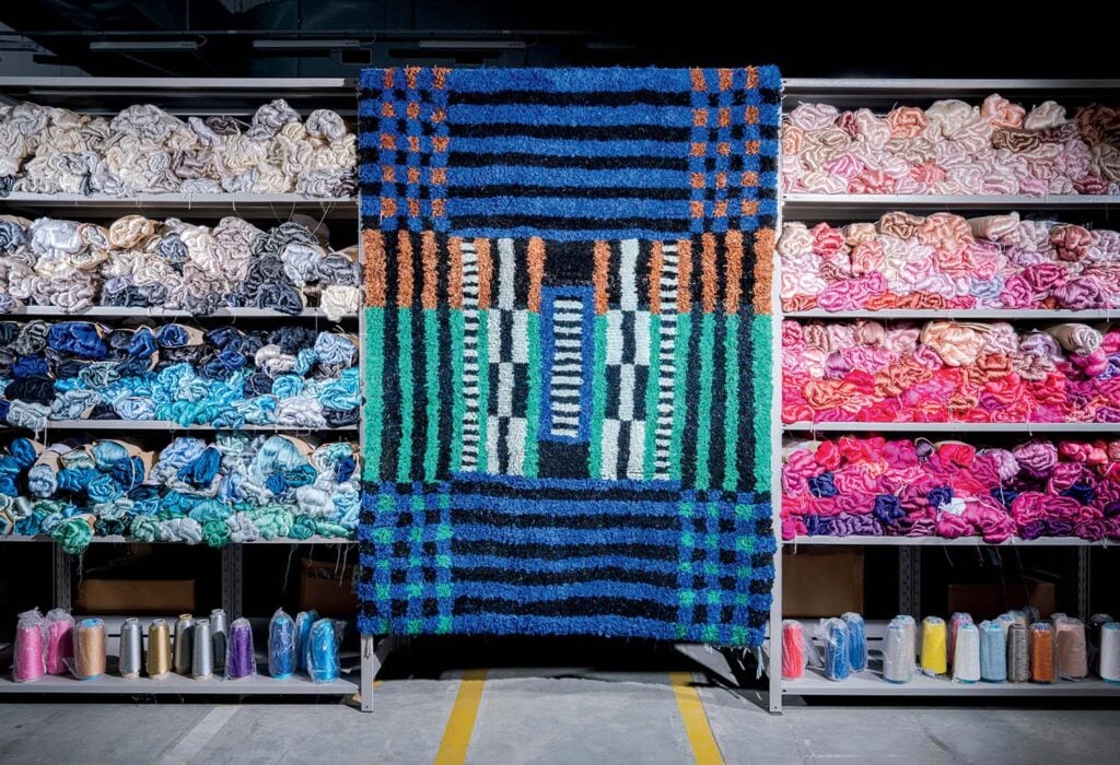 A large pile of yarn in a warehouse.