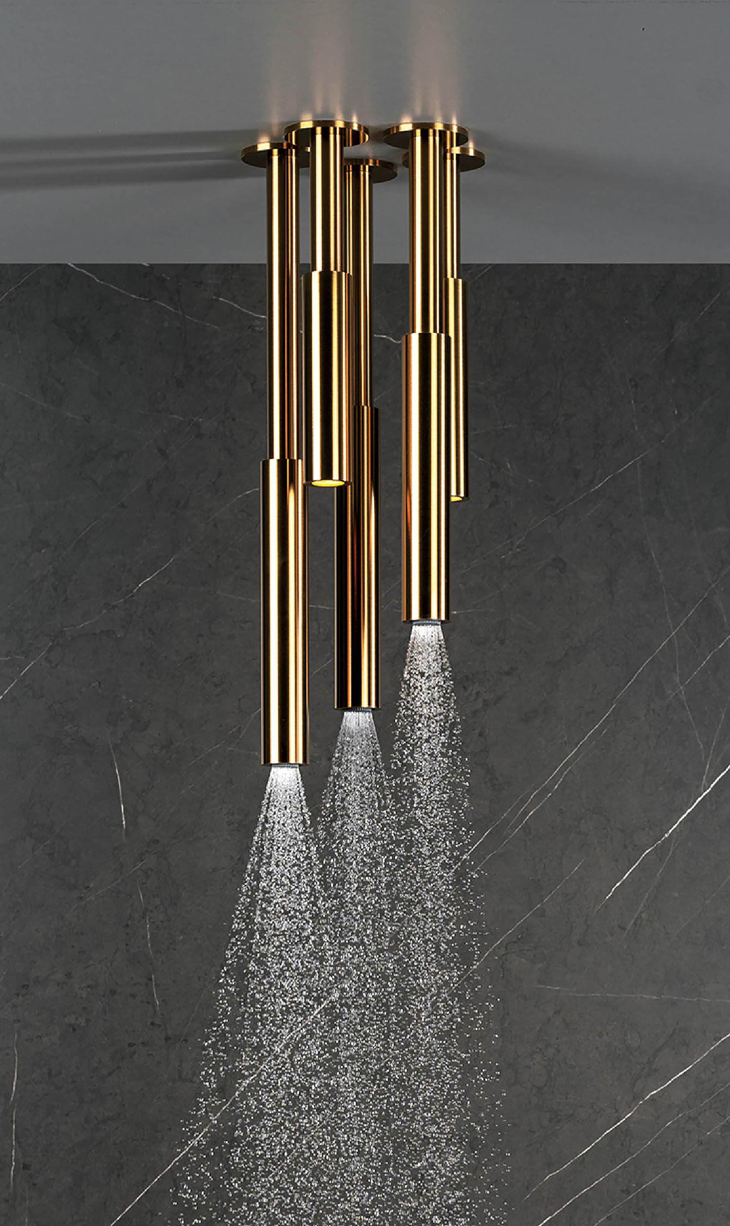 A pair of gold and silver vases with sparkle.