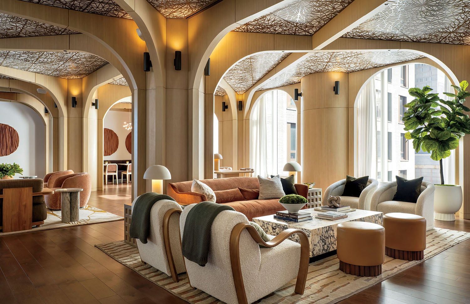 A living room with a lot of furniture.