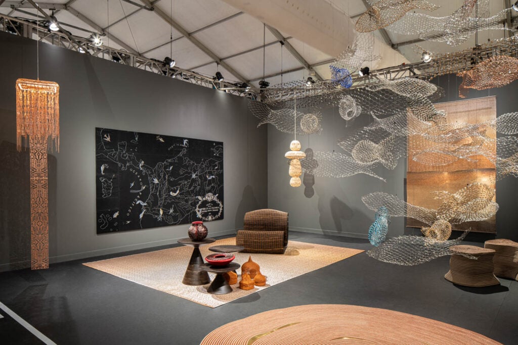 a gray toned exhibit booth at design miami 2025