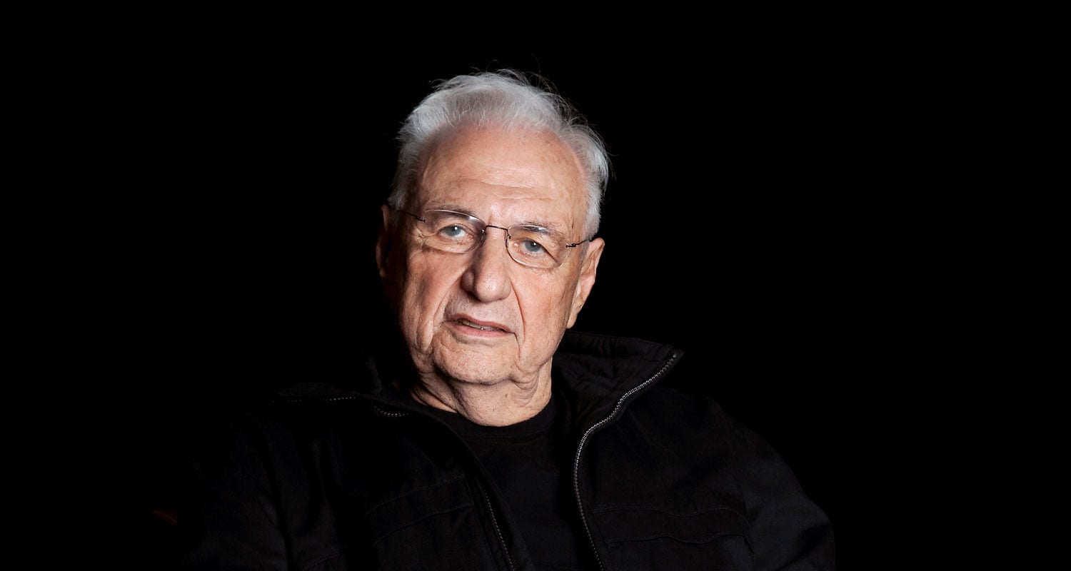 frank gehry on a black background