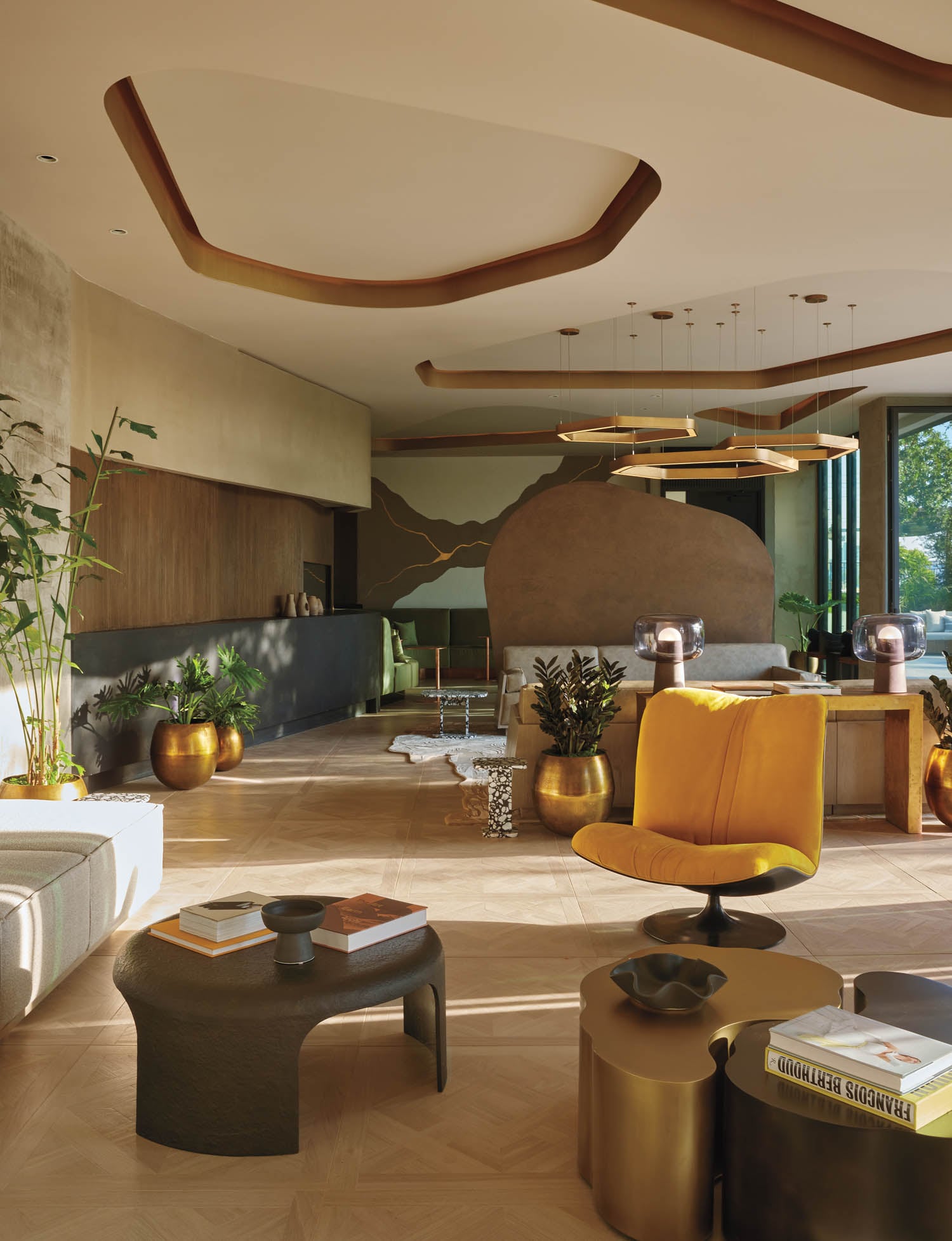 a common area with earth tone palette