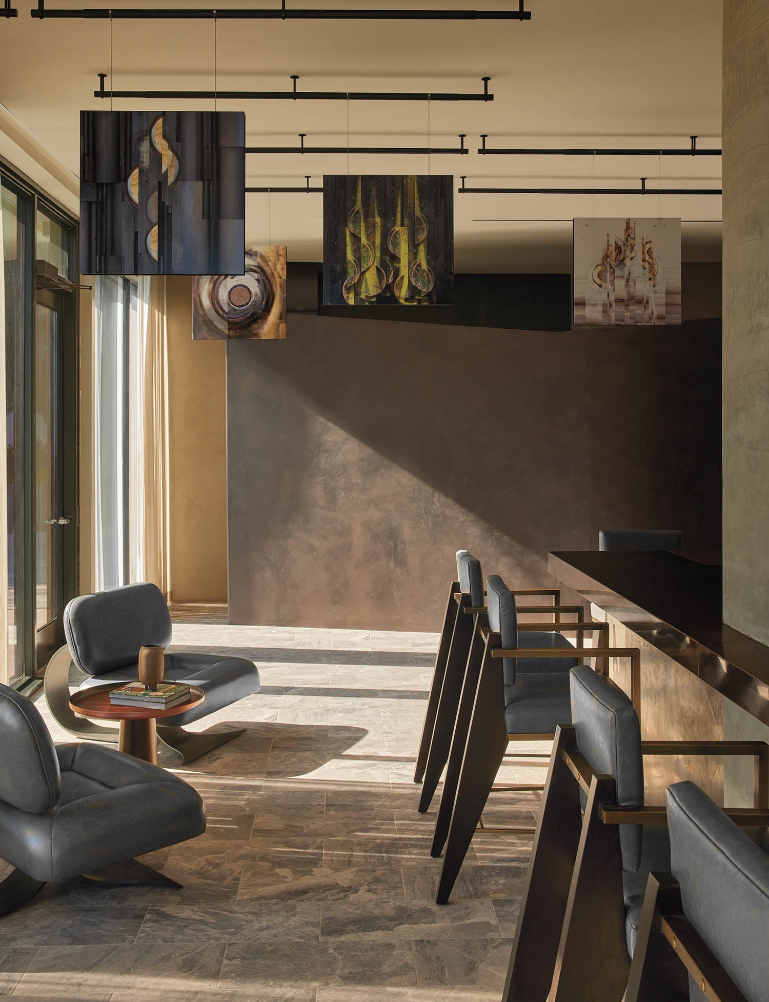 charcoal chairs in a sitting area