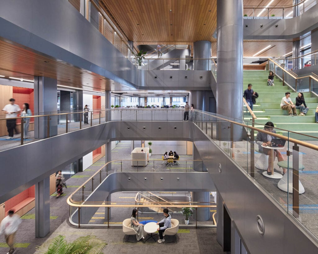 view of different levels in WeBank headquarters