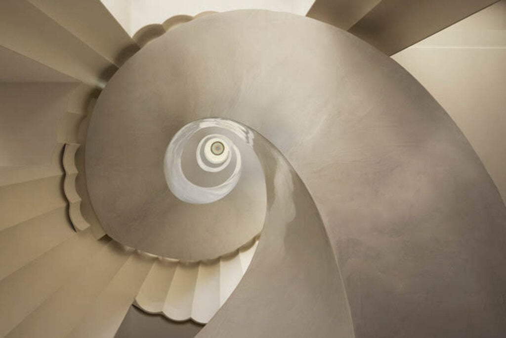 aerial view of spiral staircase