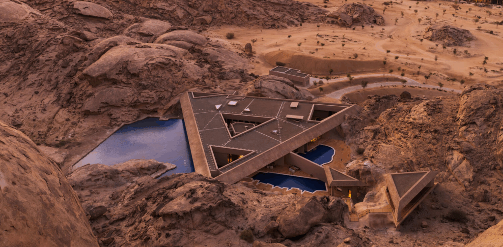 aerial view of desert getaway