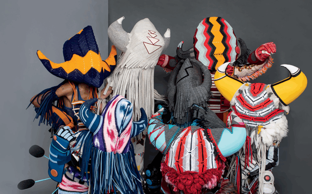 different people in colored outfits