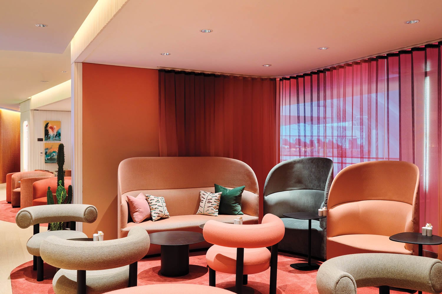 colorful airport lounge seating