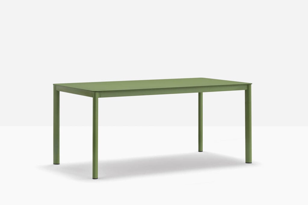 a minimalist green table