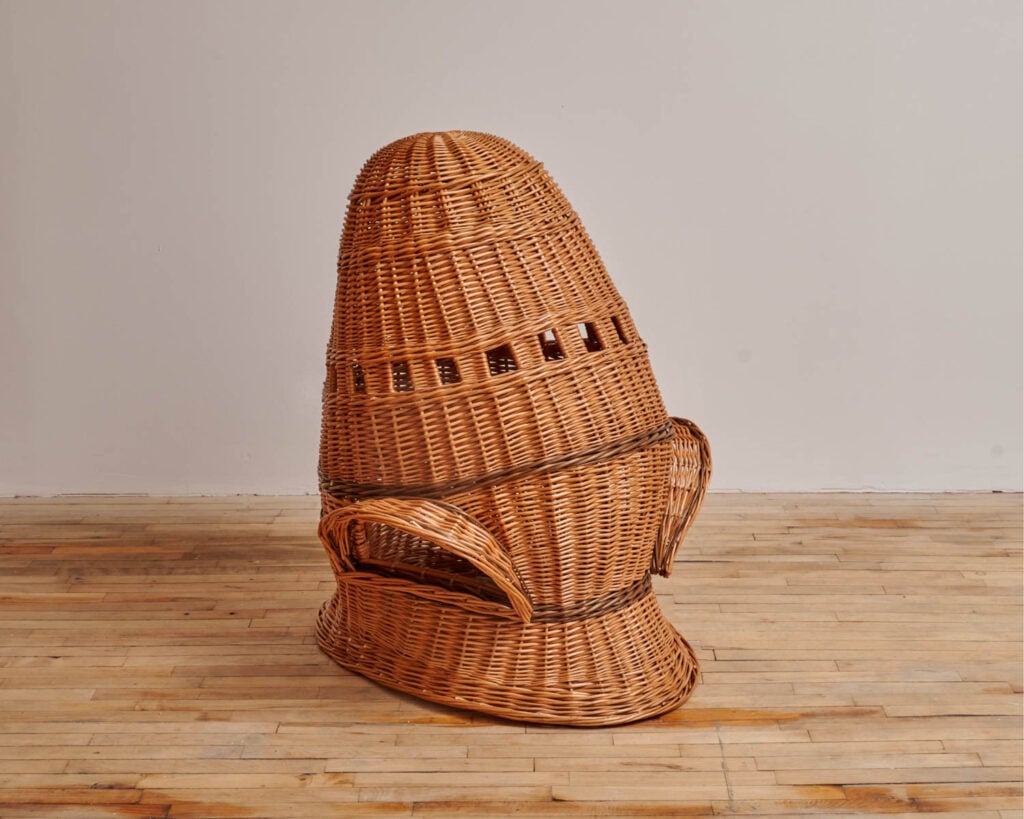 a basket in the shape of armour