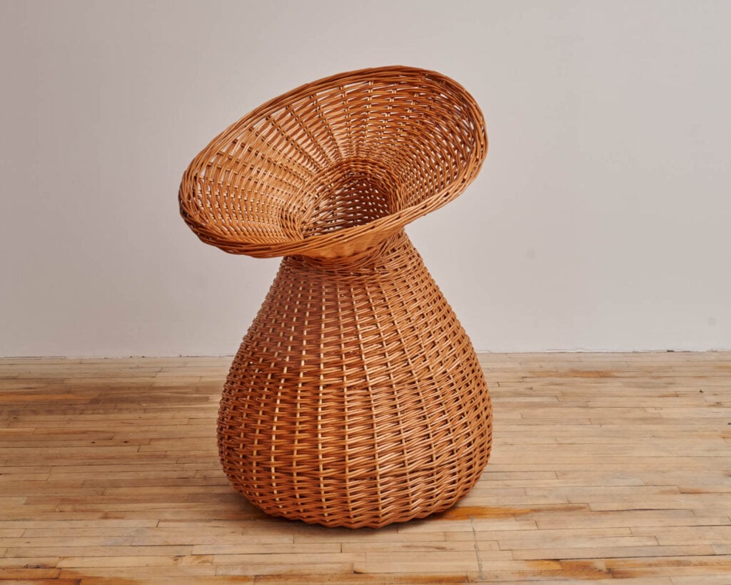 a basket with a wide mouth fanning out