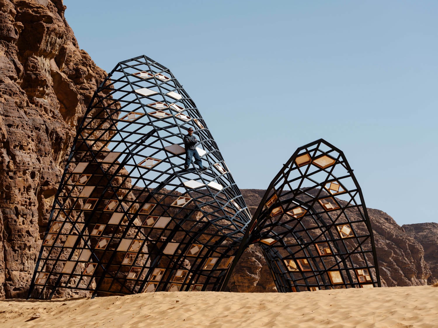 large black wire sculpture