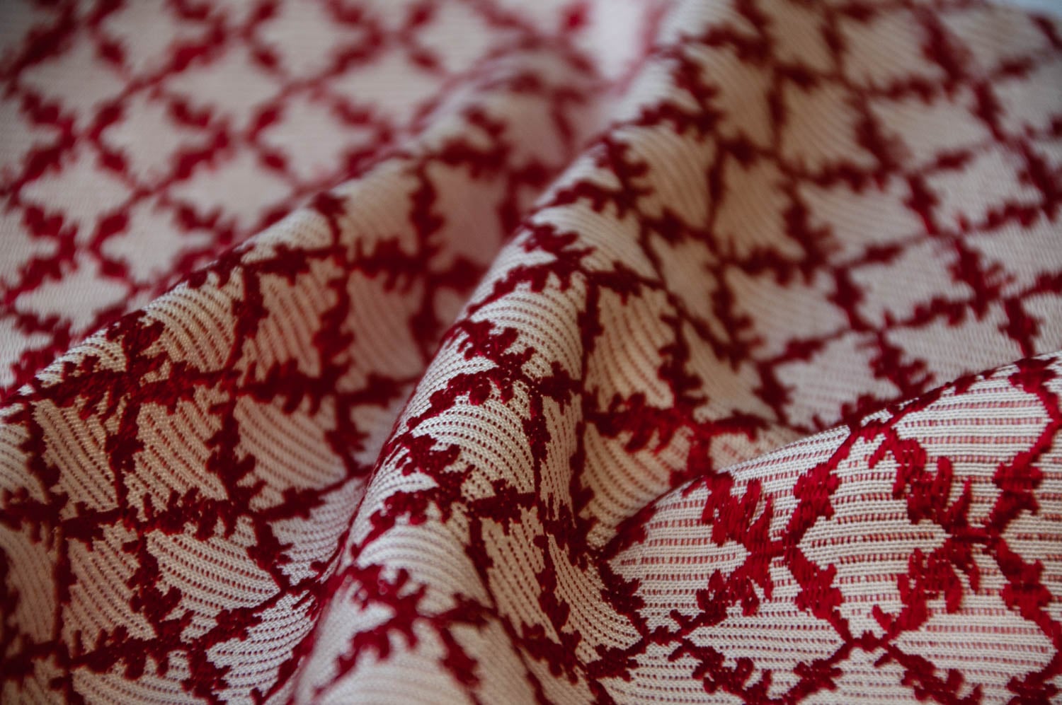 red patterned fabric