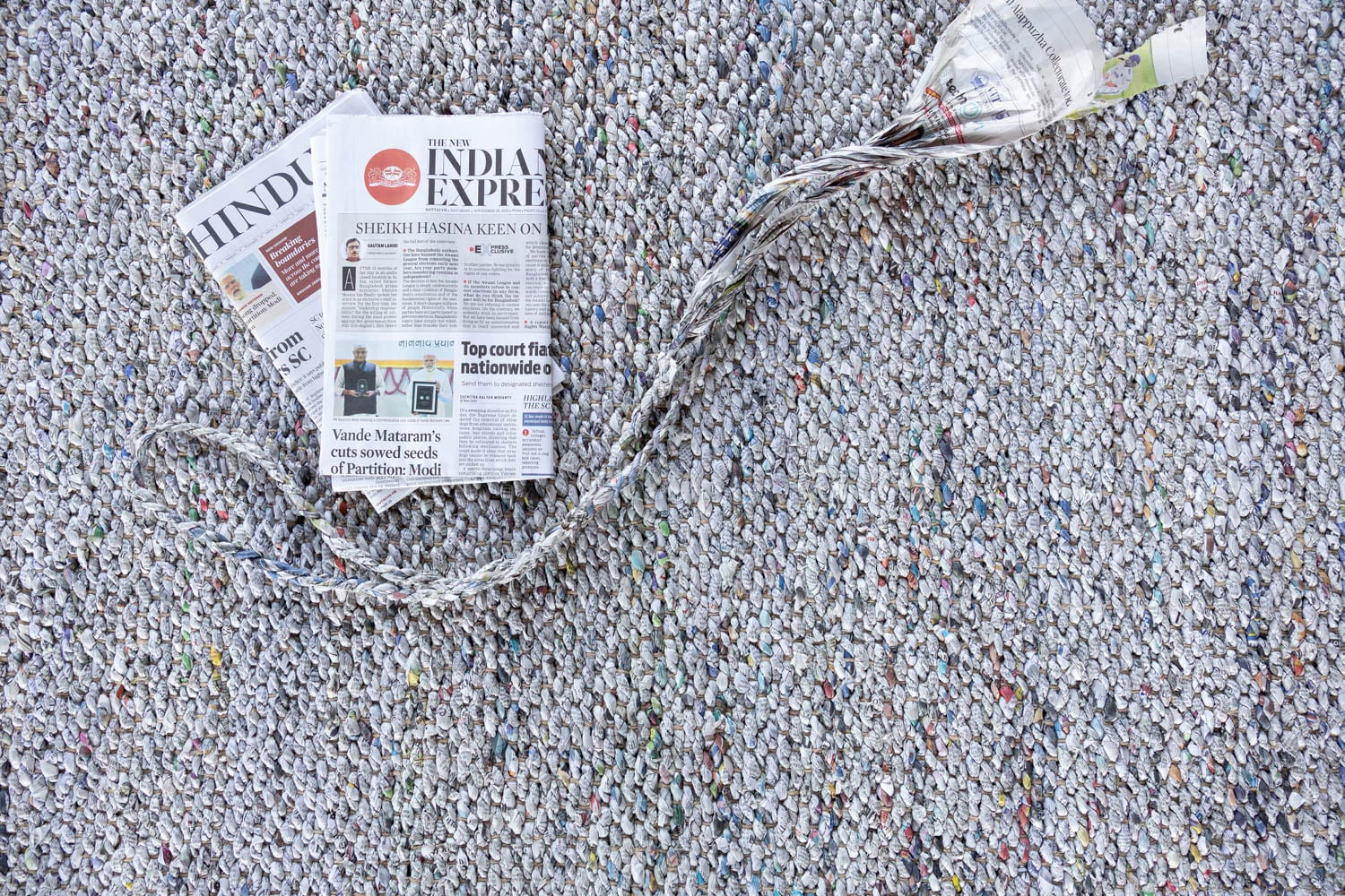 newspaper on carpet