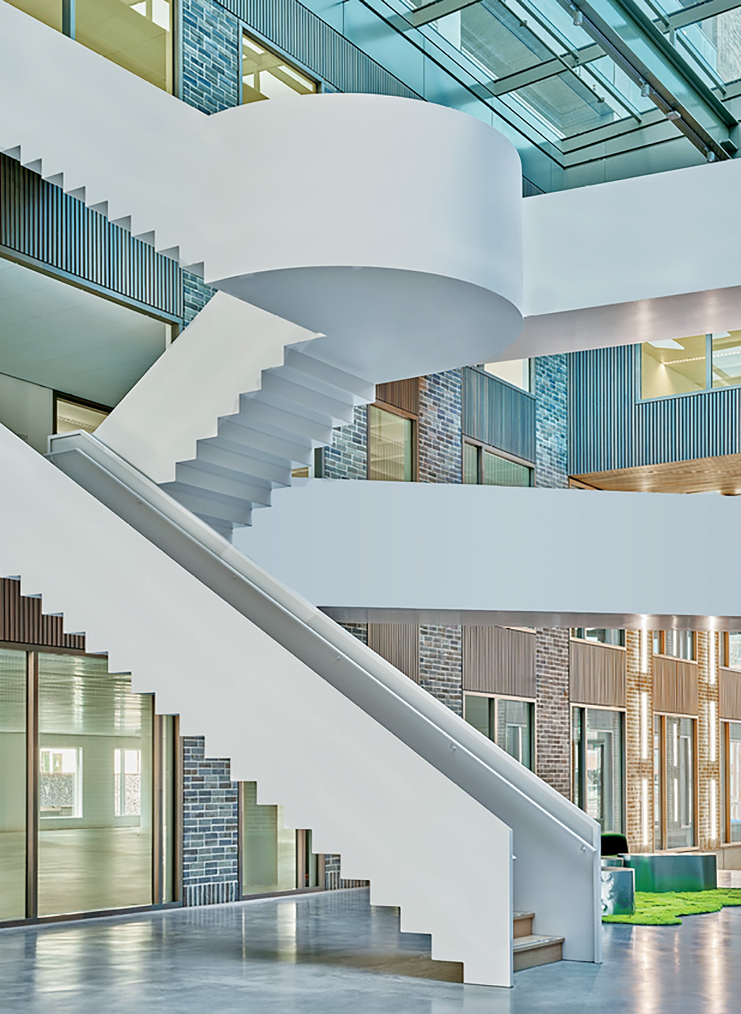 A white spiral staircase.