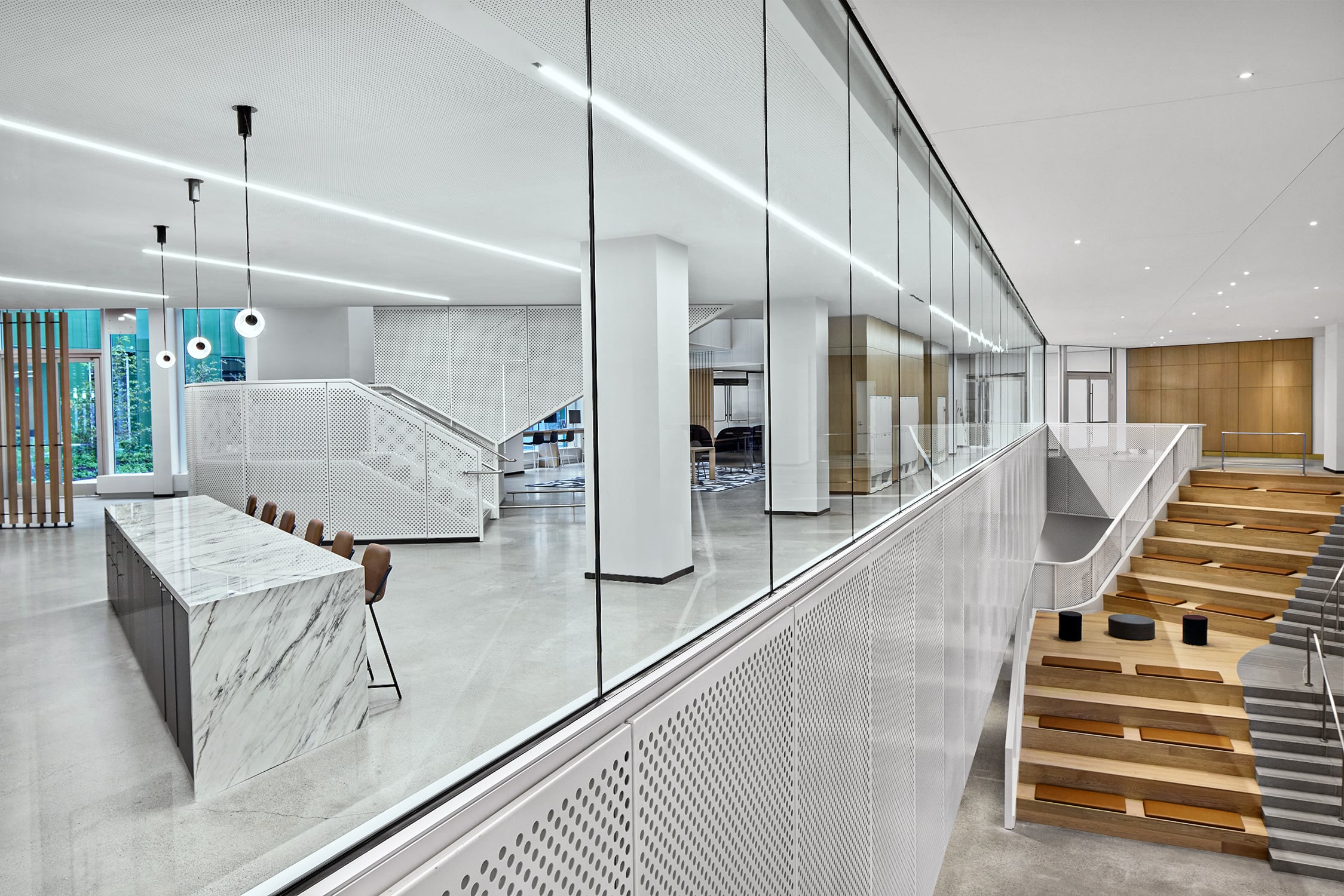 stairs made of oak in lobby