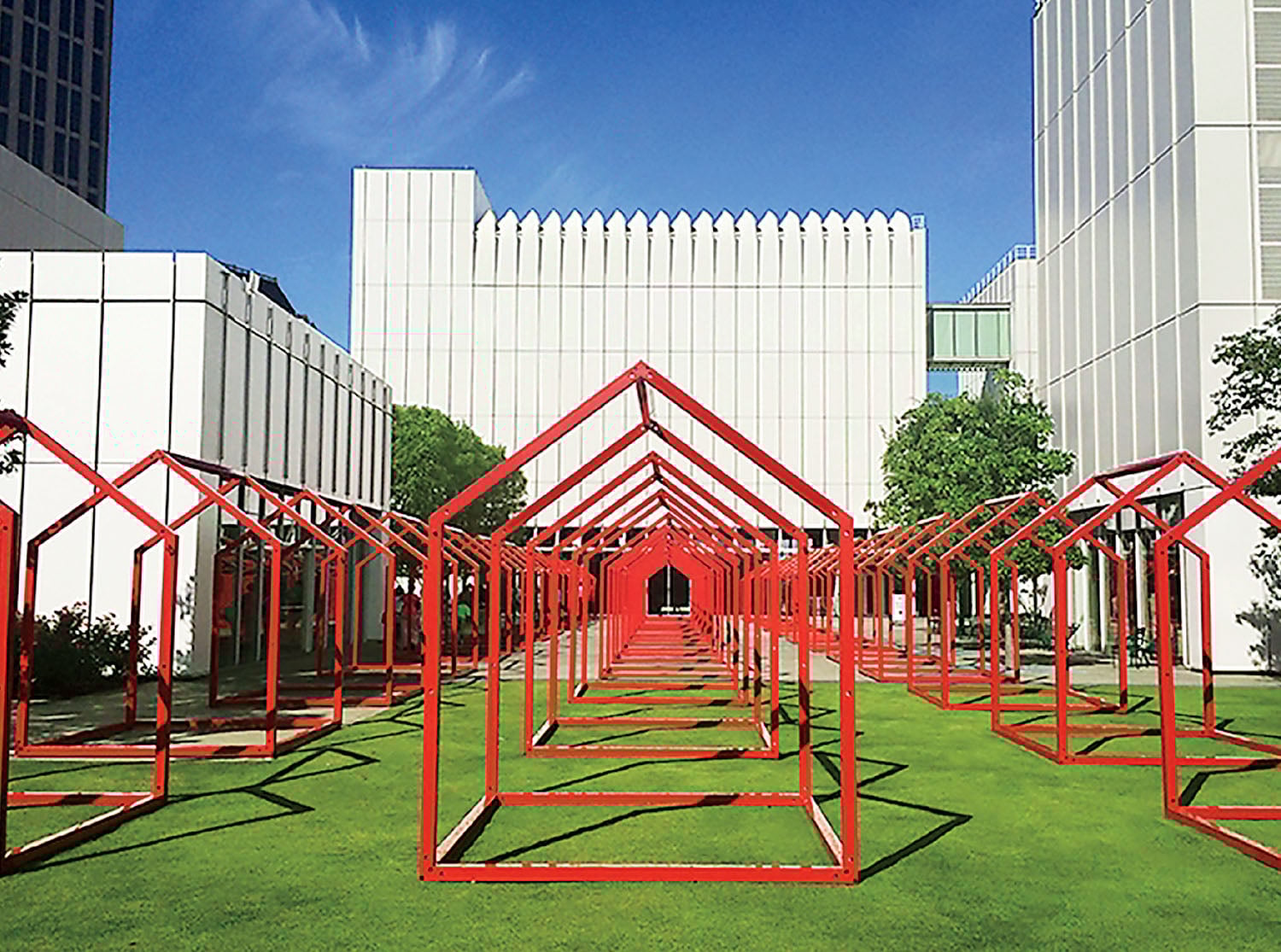 A large white building.