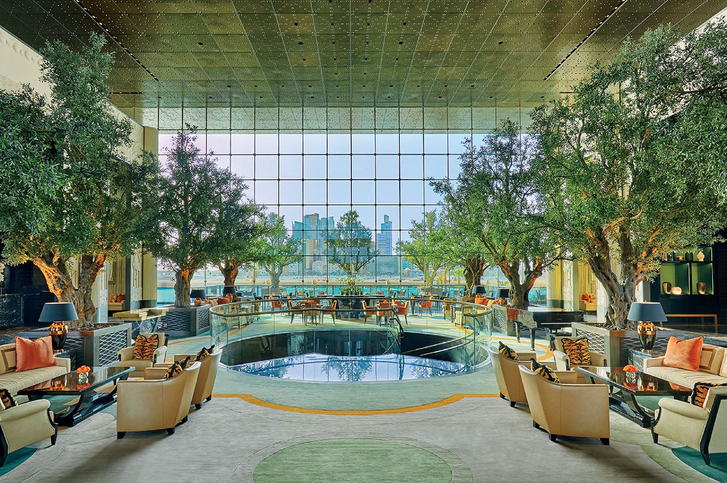 The lobby at the four seasons hotel in las.