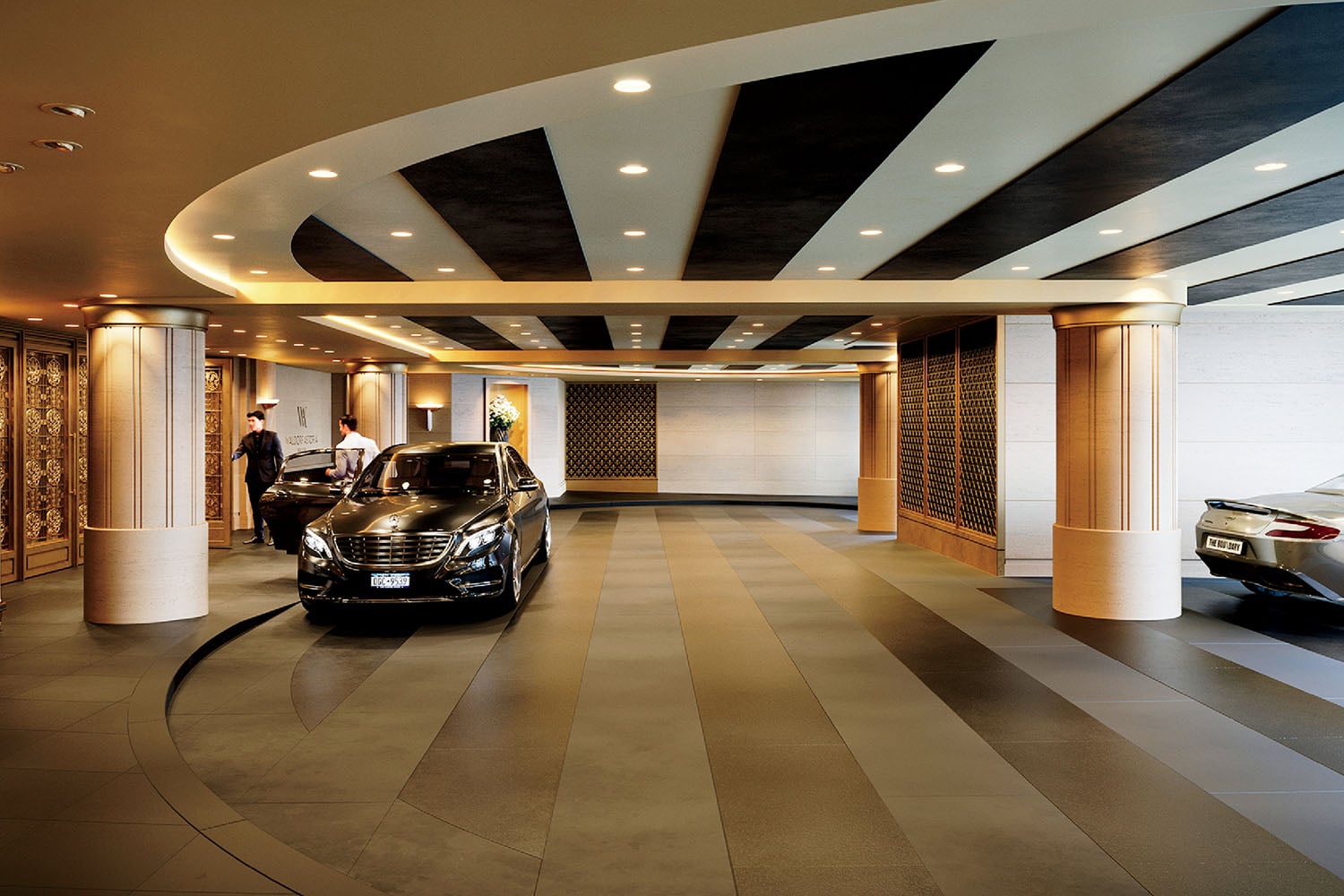 A car parked in a garage.