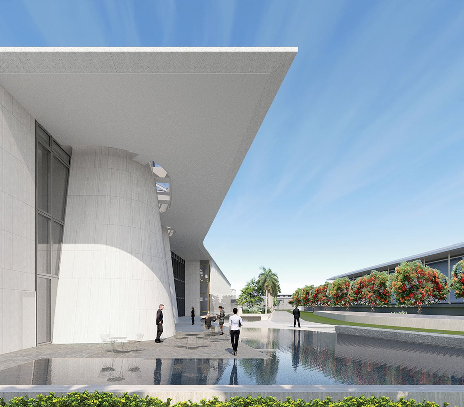 A rendering of the exterior of the new building.