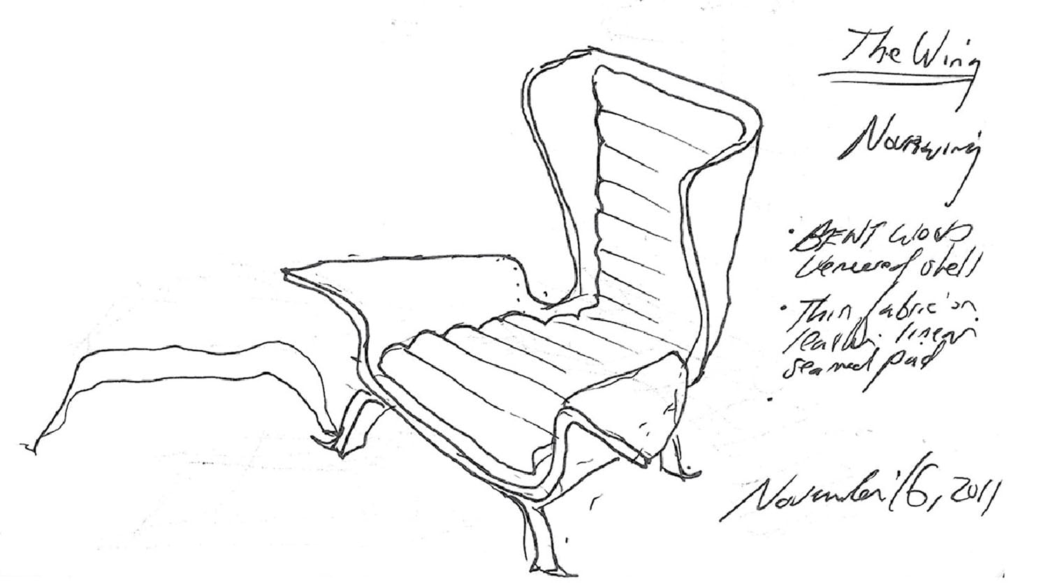 A drawing of a chair with a dog on it.