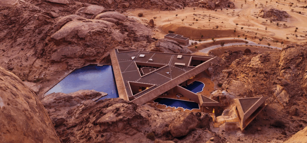 triangular building in the desert