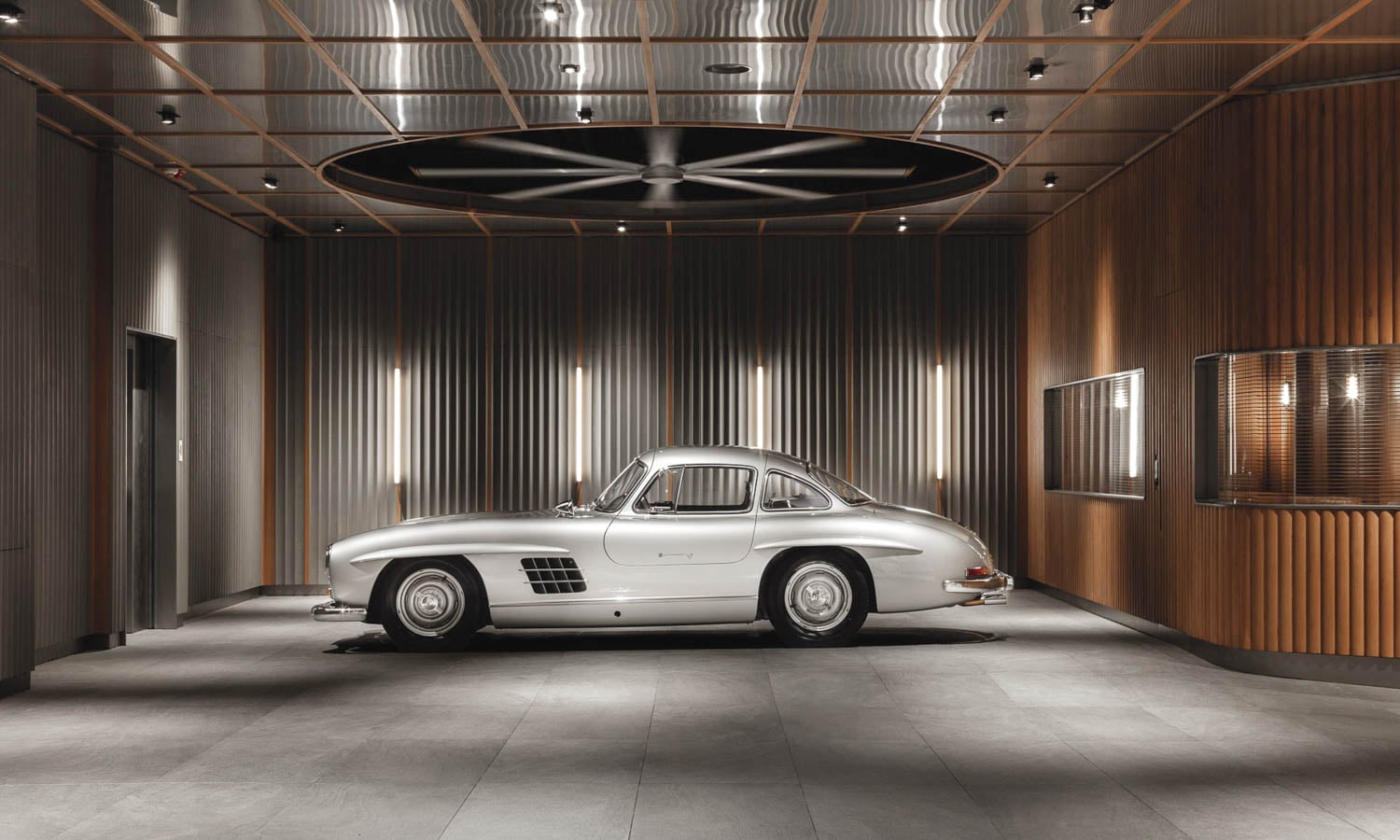 room with car and fan