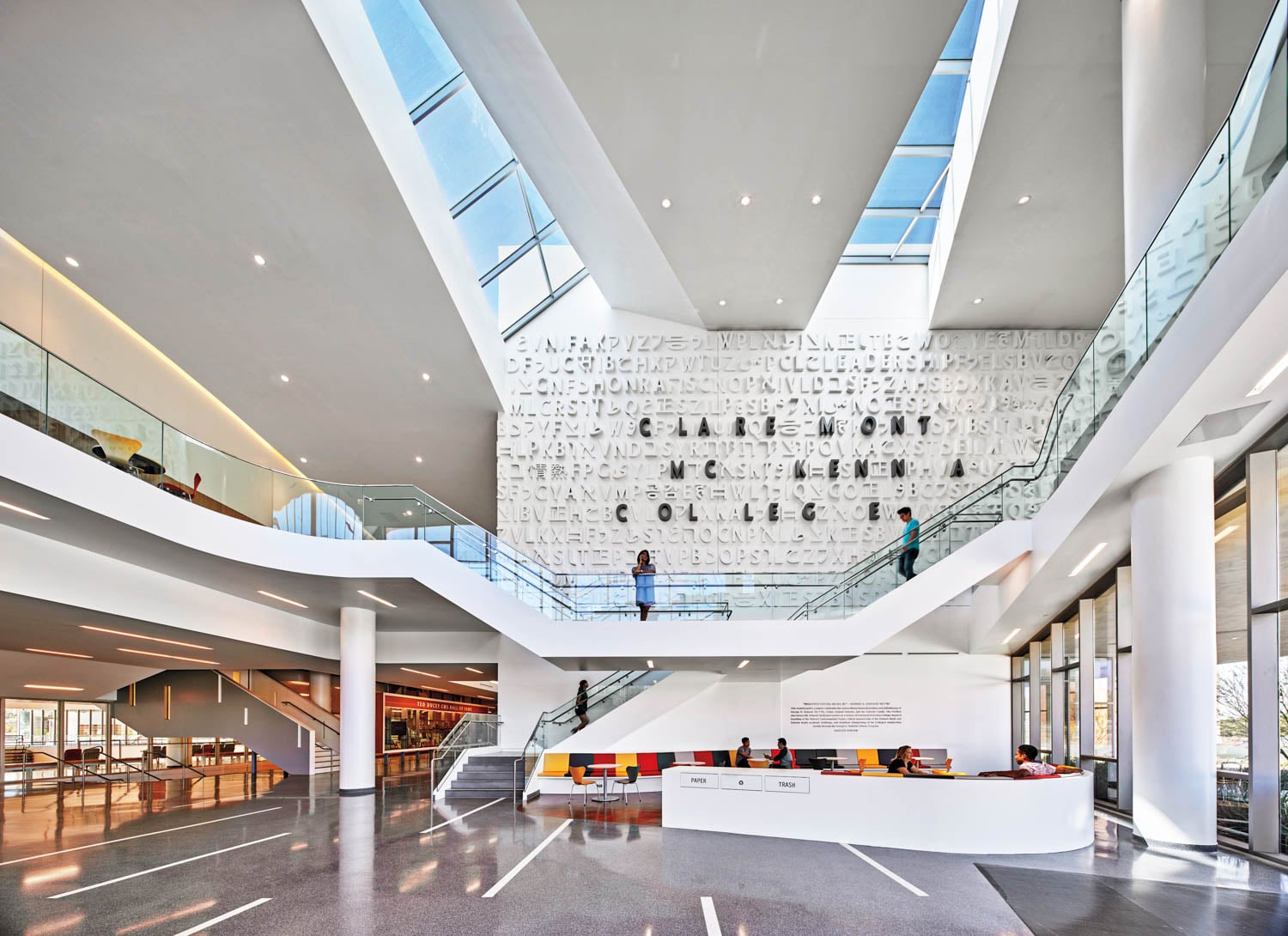 library space with a view of white reception desk