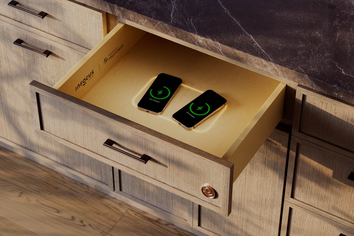 two phones inside a drawer