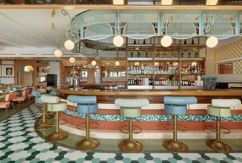 colorful restaurant bar