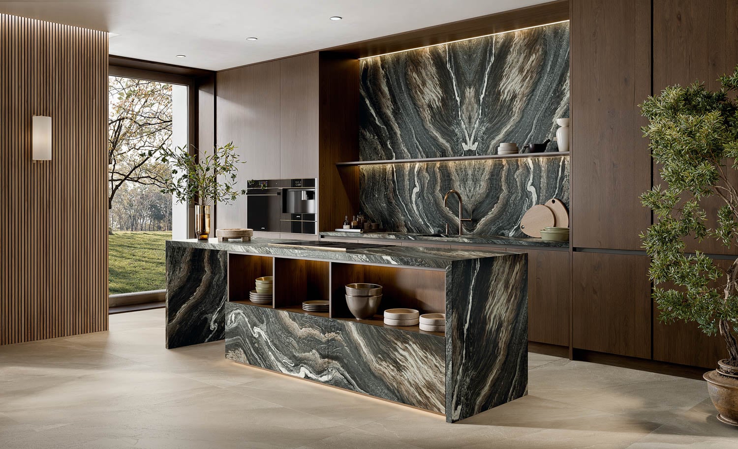 marbled wall covering