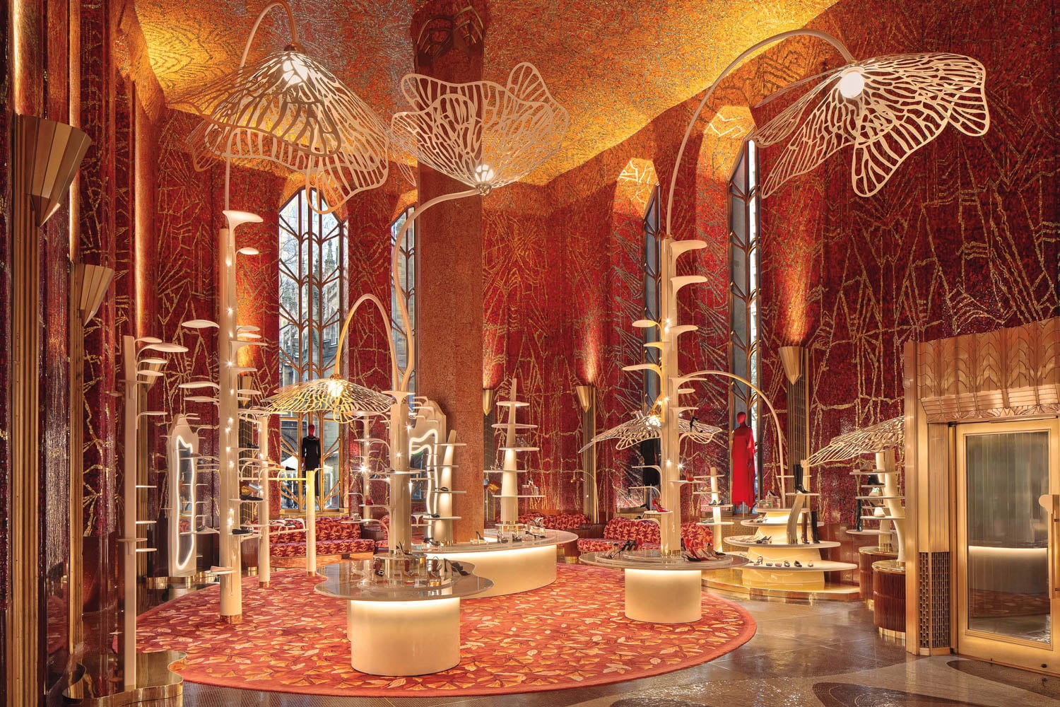 orange room with ornate metalwork