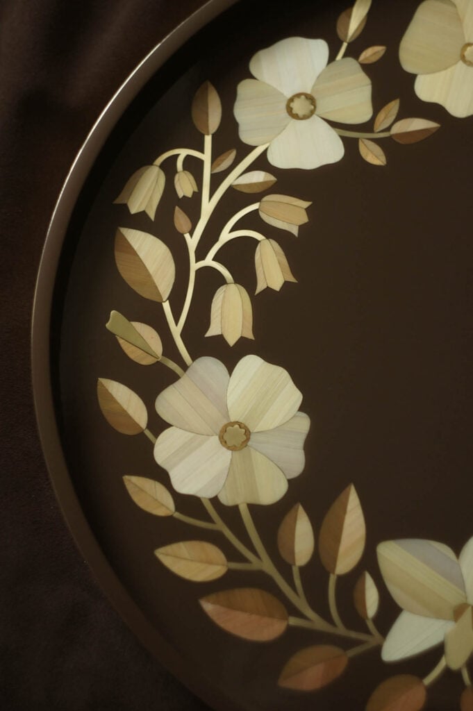 closeup of floral tray
