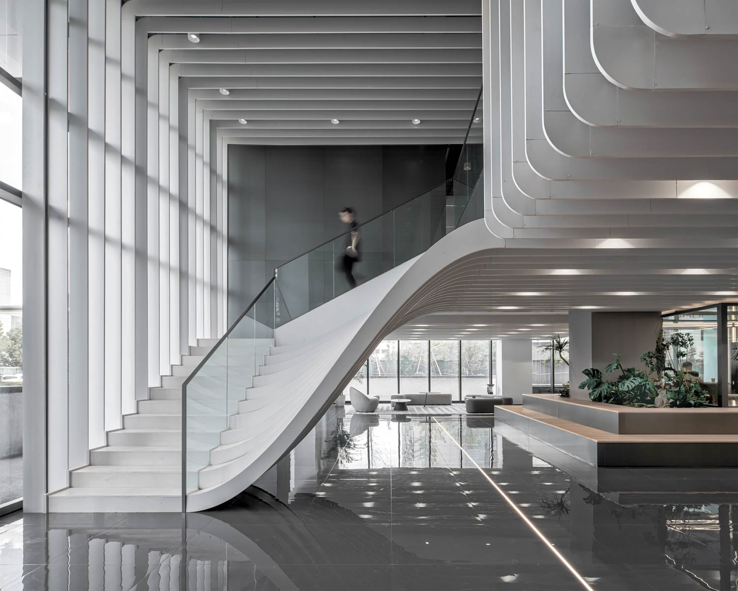 reception area with stairs