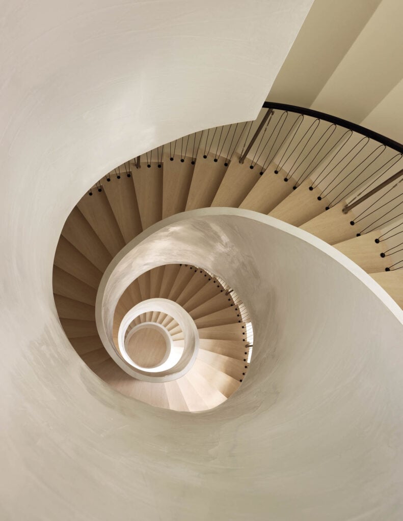 aerial view of spiral staircase