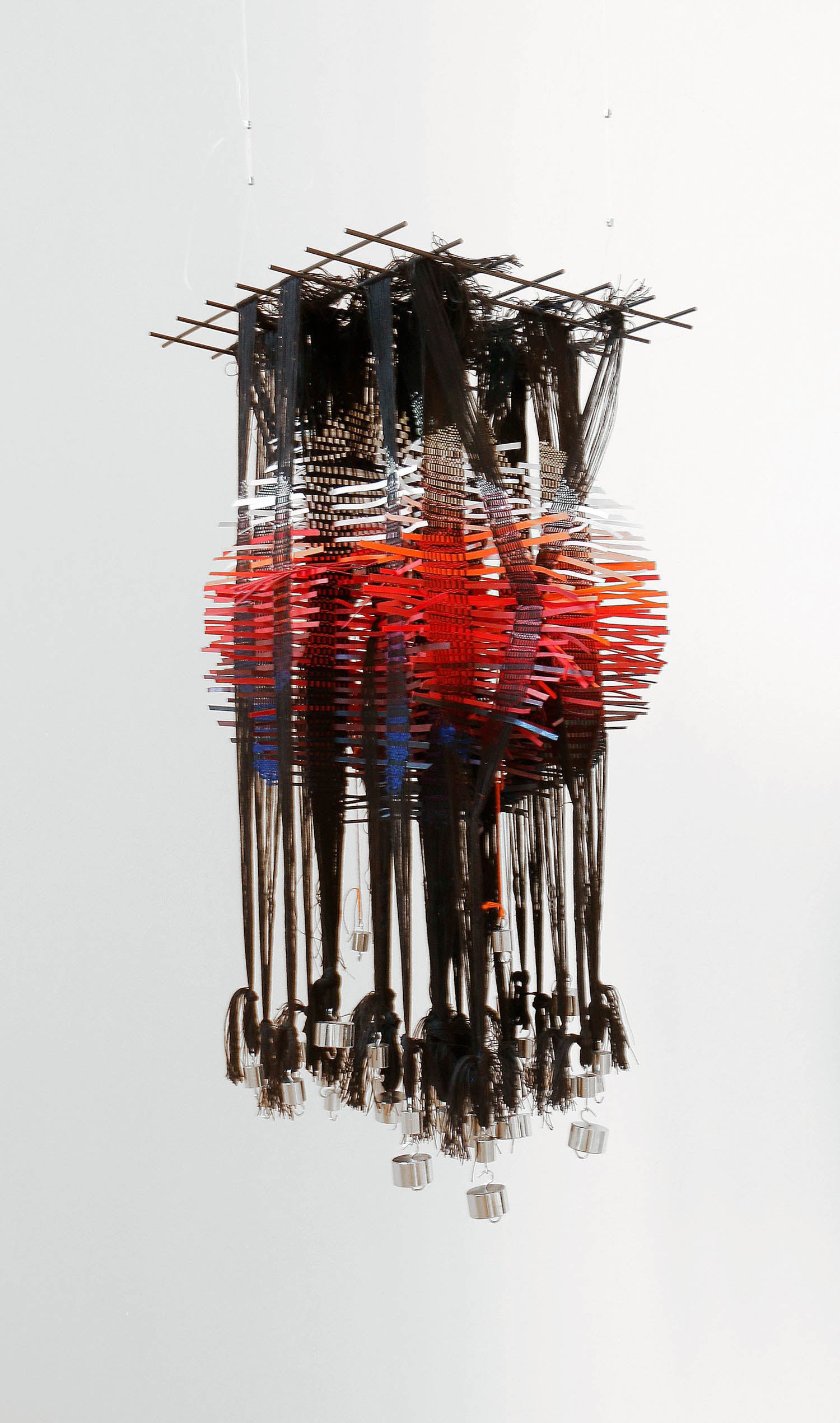 art piece of black and red structure