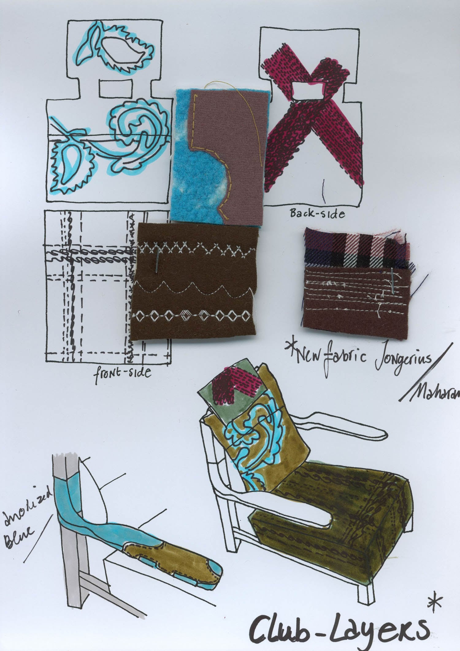 multiple sketches of chair