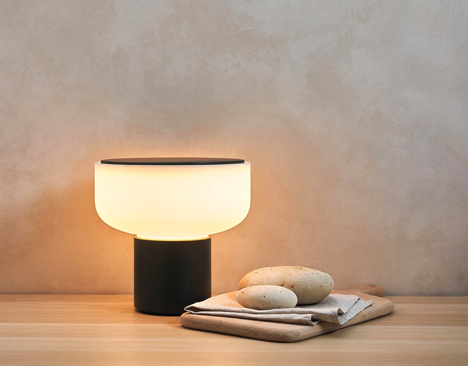 light next to cutting board