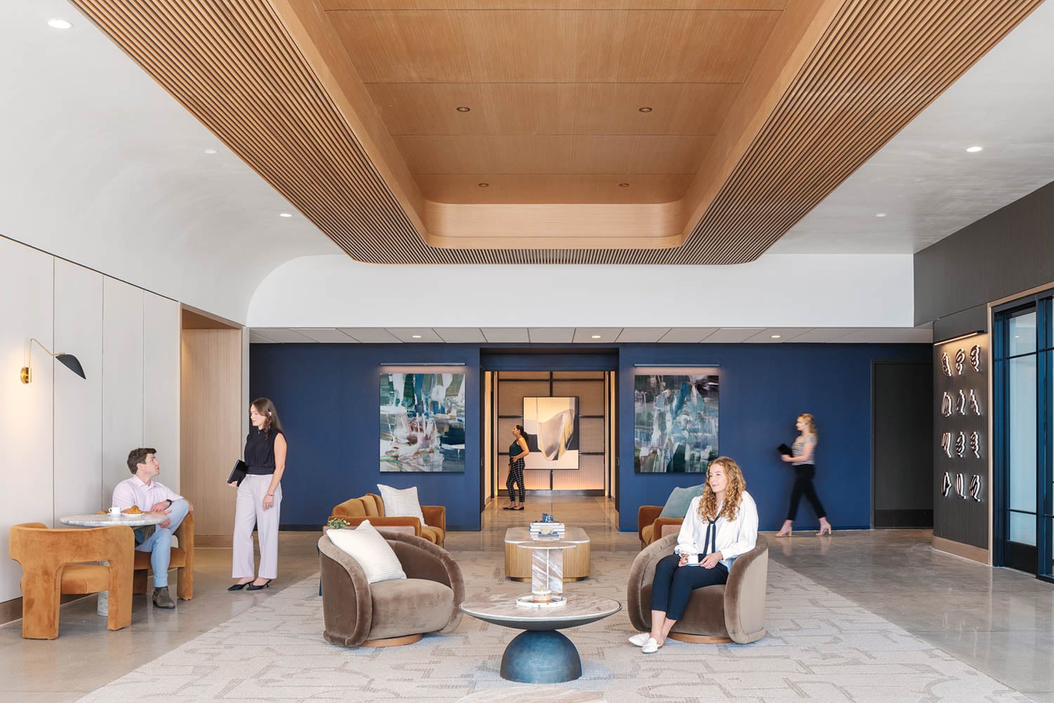 person sitting in lounge area