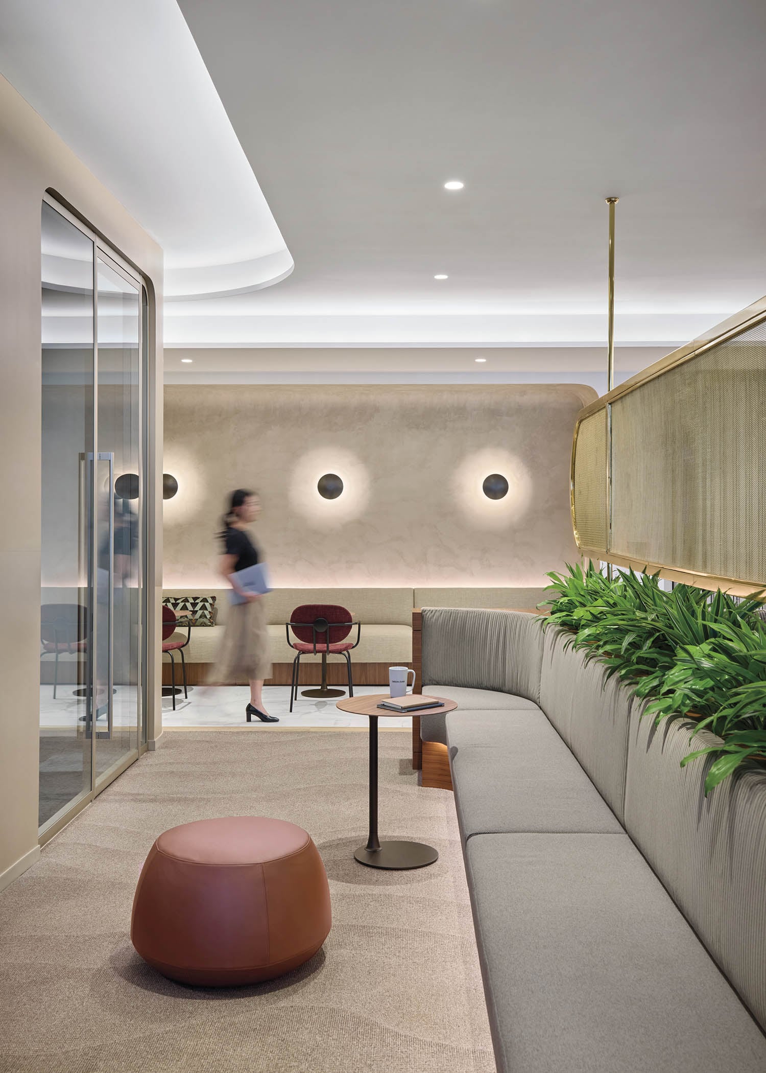 lounge area with curved booth