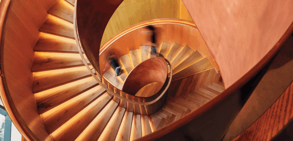 view of spiral staircase