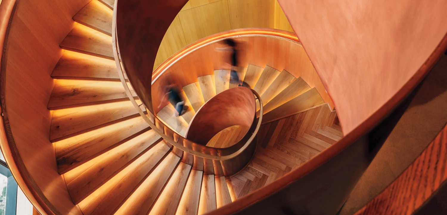 view of spiral staircase