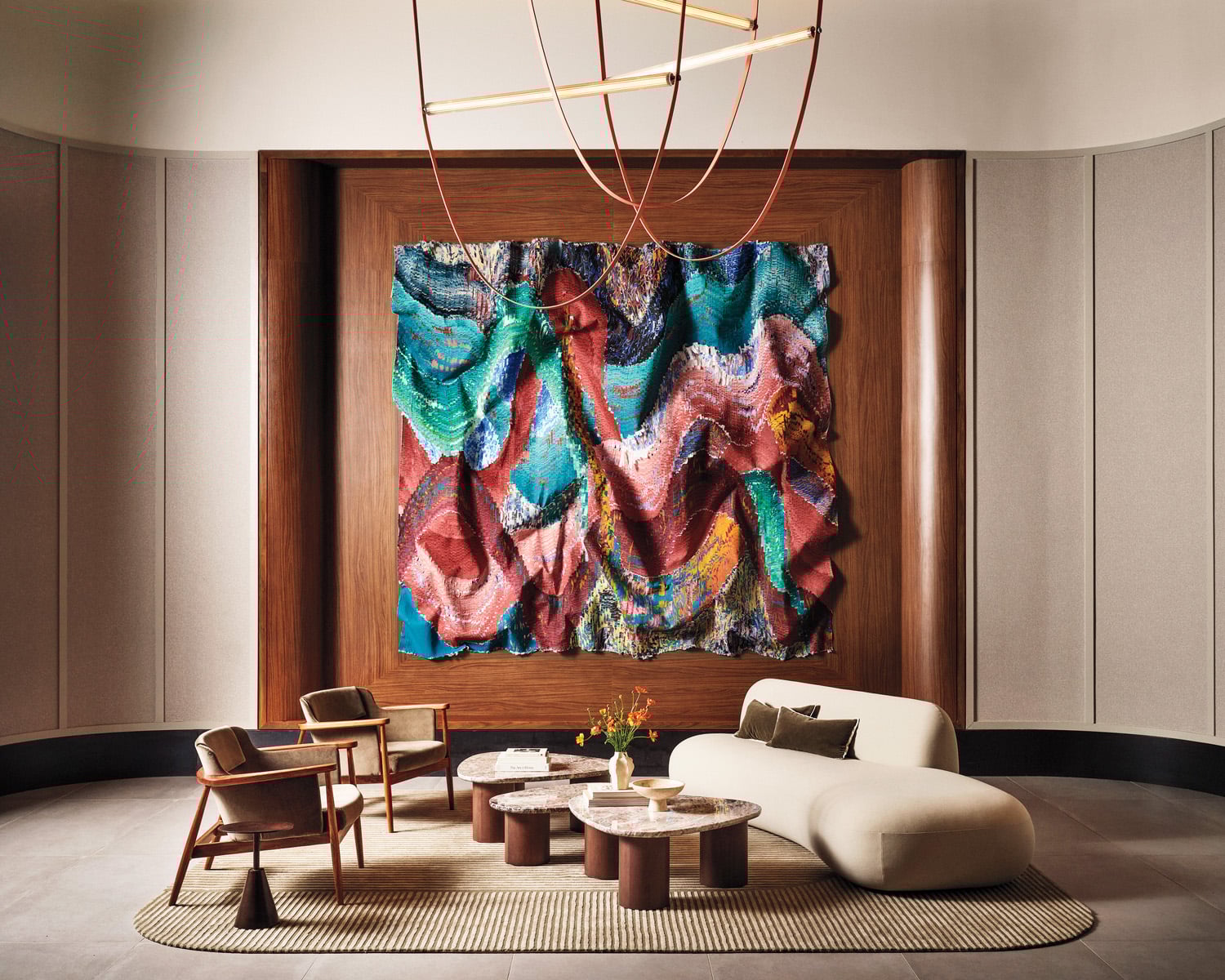 common area with wall hanging