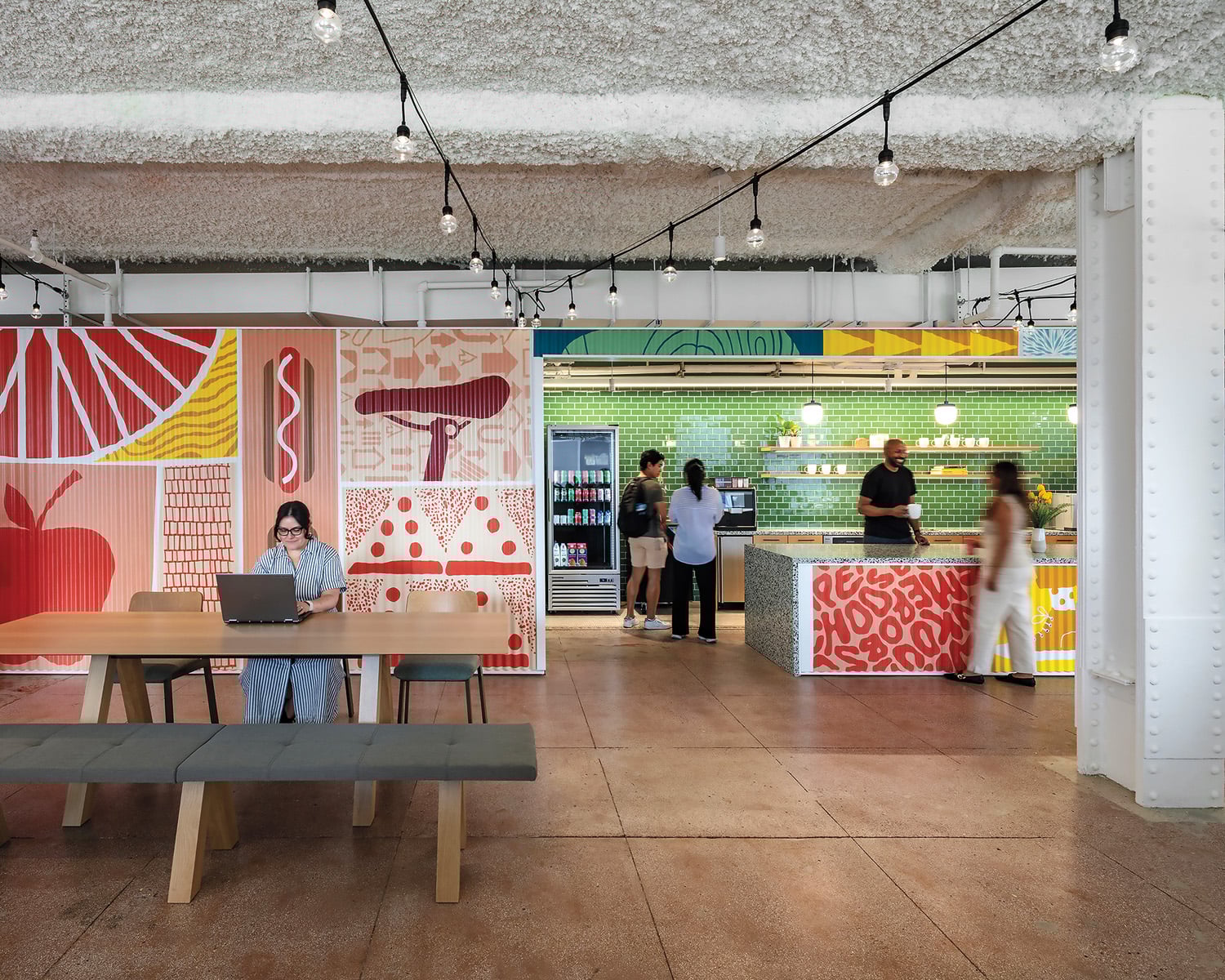 colorful office area in doordash workplace