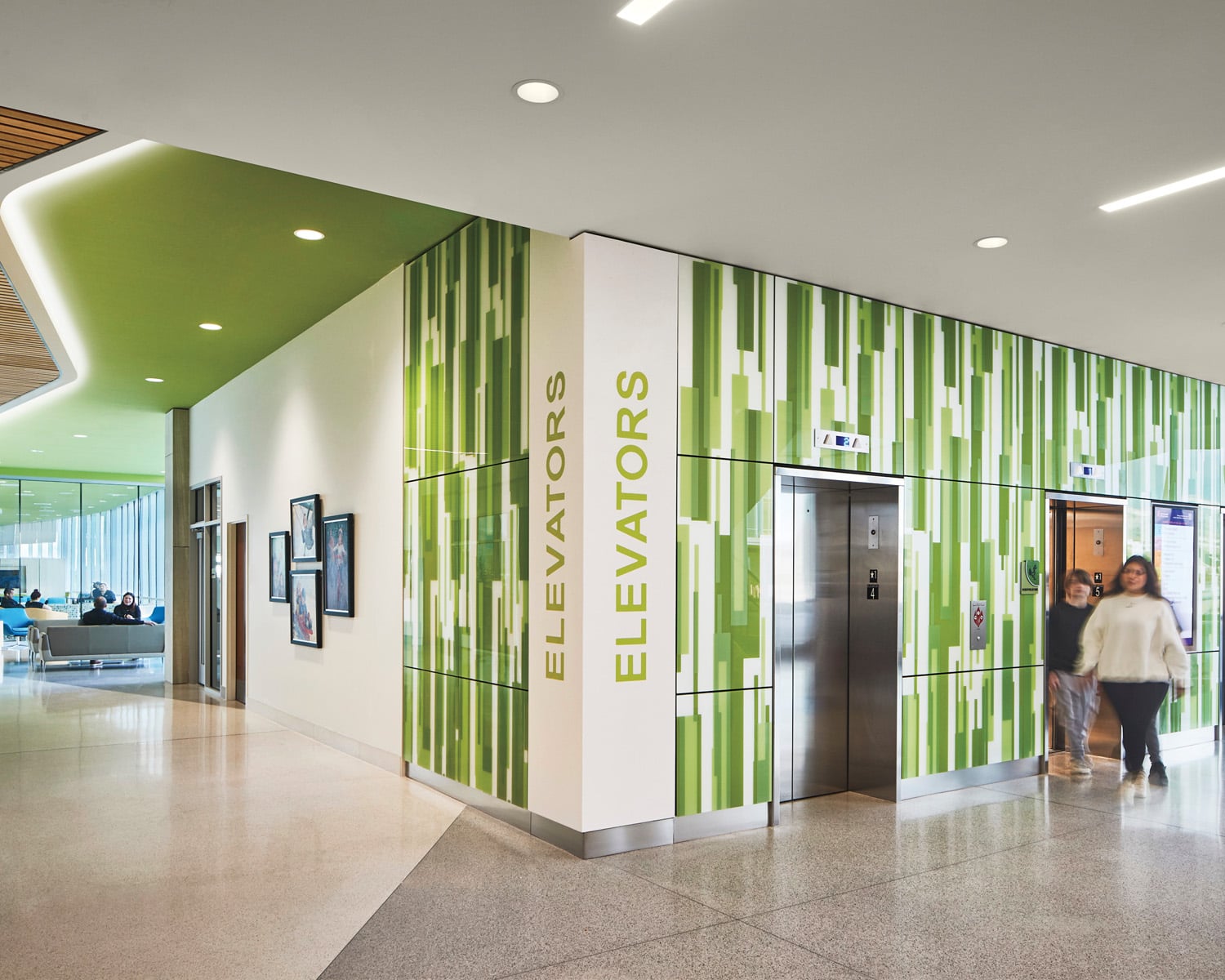 a green walled interior