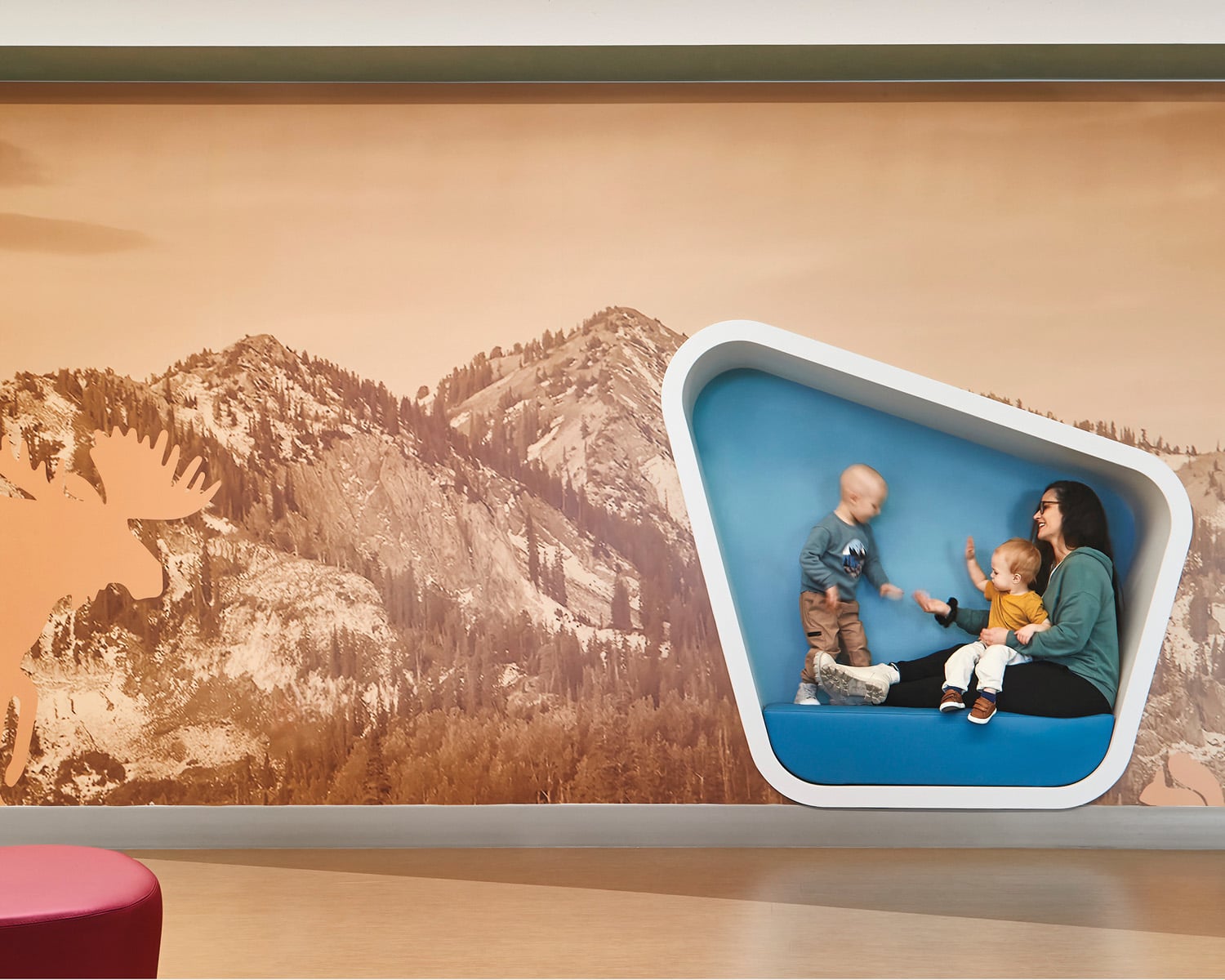 kids playing in a wall nook