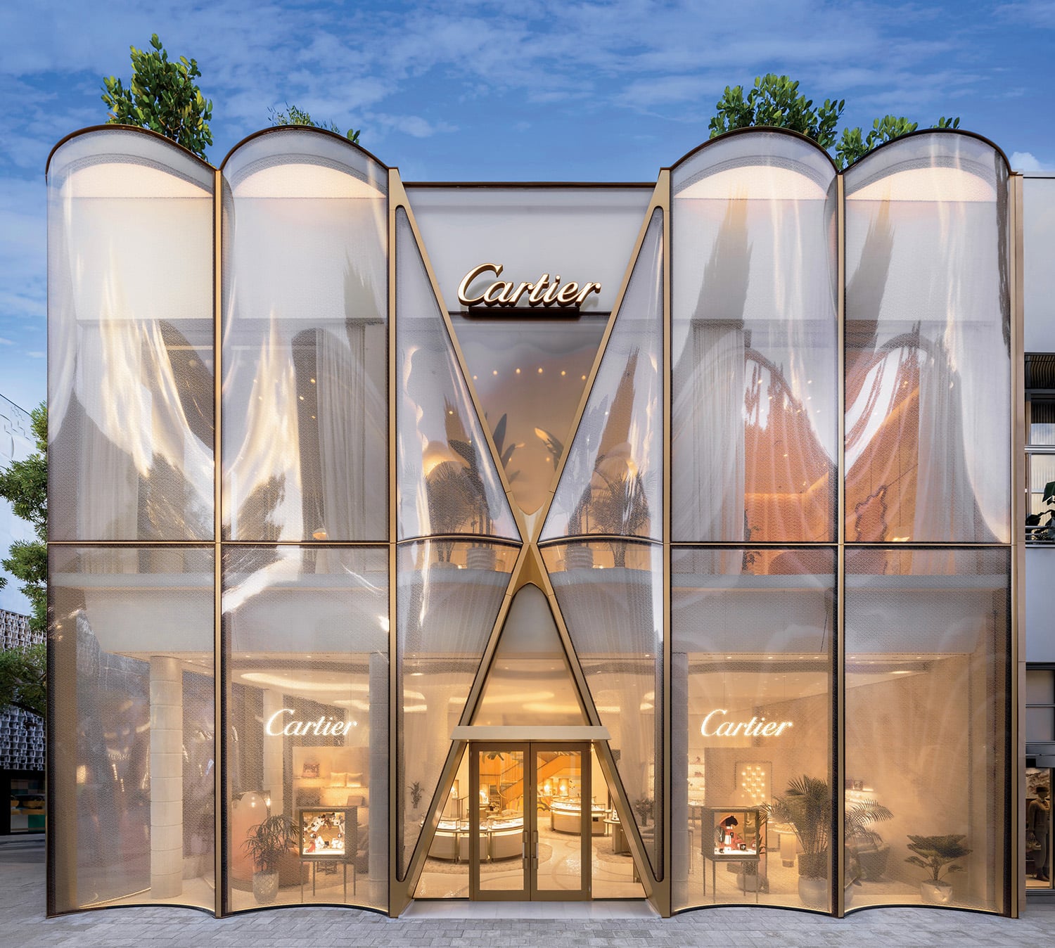 A store with a large window that has a sign on it